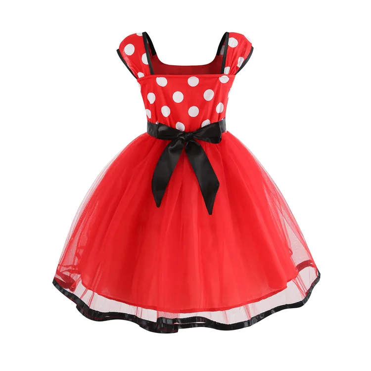 Cute Mesh Dress for Little Girl Minnie Frock Baby Kid Summer Casual Clothing Polka Dot Tutu Dress Toddler Birthday Princess Robe