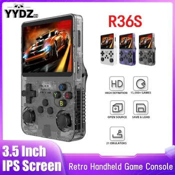 Open Source R36S Retro Handheld Video Game Console Linux System 3.5 inch IPS Screen Portable Pocket Video Game Player 64GB Games