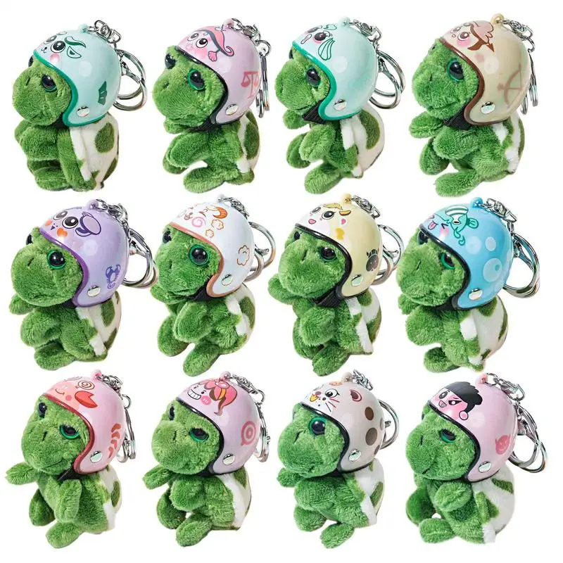 Turtle with Helmet Plush Keychain Cartoon Plush Crocodile Doll Key Chain Pendant Animal Car Ornament Backpack Charm Kids Gifts