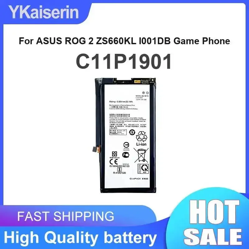 6000mAh Stable Power Supply C11P1901 Mobile Phone Game Phone Battery For Asus Rog 2 ZS660KL I001DB Game Phone