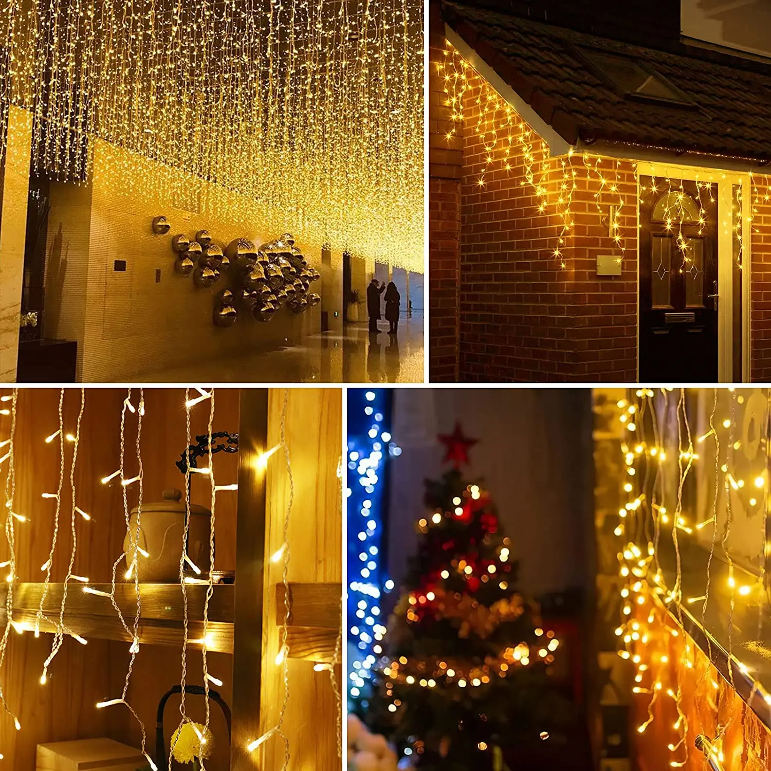 LED Icicle Curtain Lights, Decorações de Natal, mesmo guirlanda de rua na casa, ano novo, ao ar livre, 2025