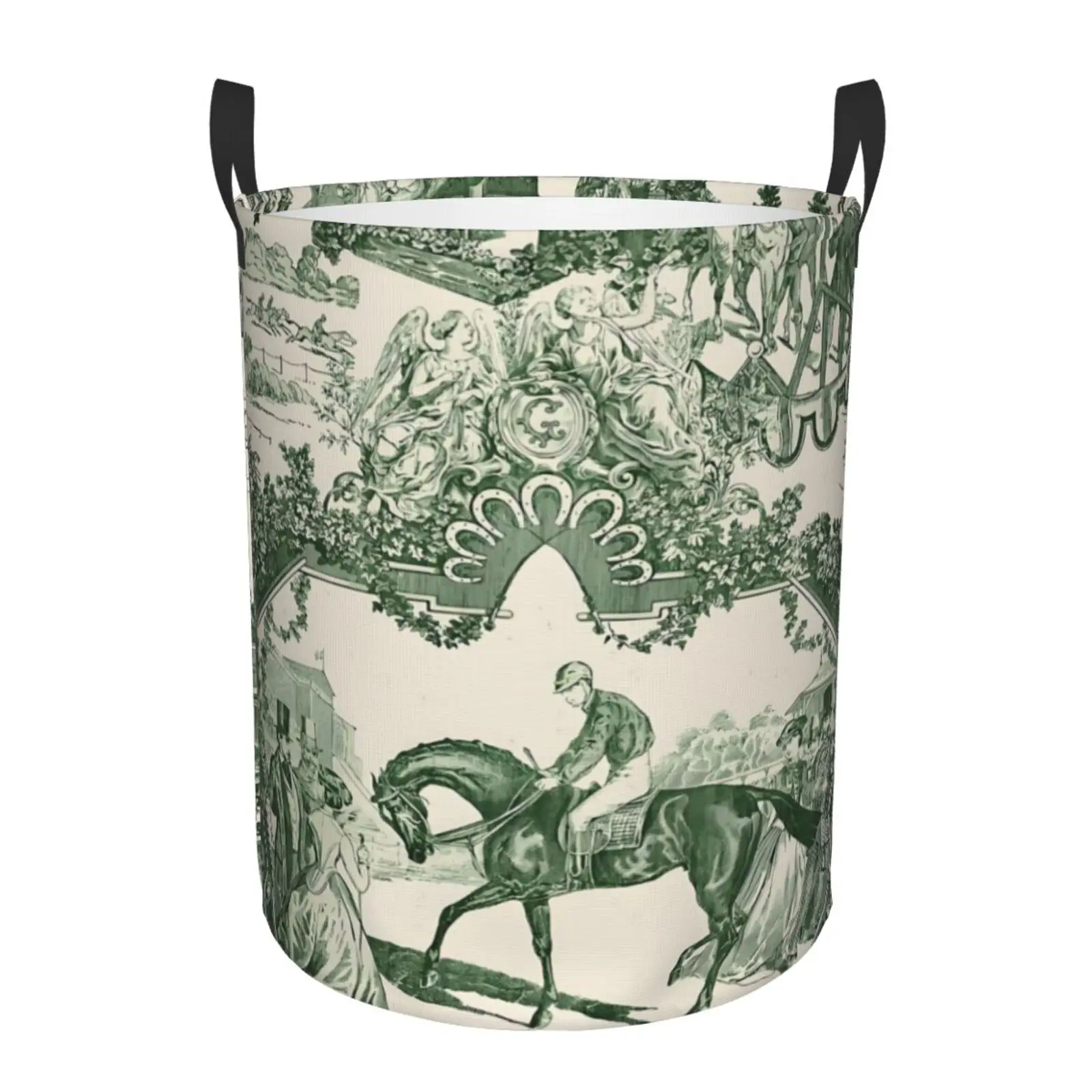 Custom Antique Vintage French Toile De Jouy Laundry Basket Collapsible Traditional France Art Hamper Toys Organizer Storage Bins