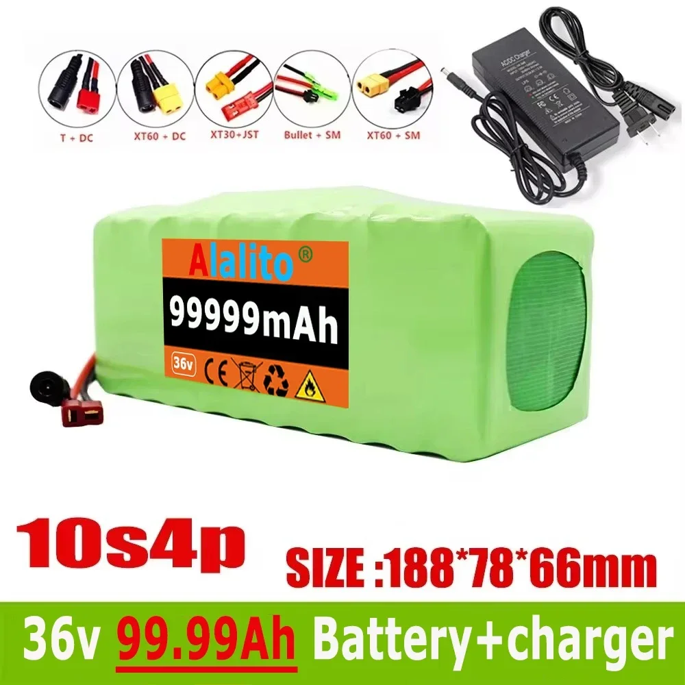 

Original 36v 99Ah 10S4P High Capacity 42V 18650 Lithium Battery Pack 30000mAh Electric Bicycle Scooter with BMS XT60 Plug 15 Bes