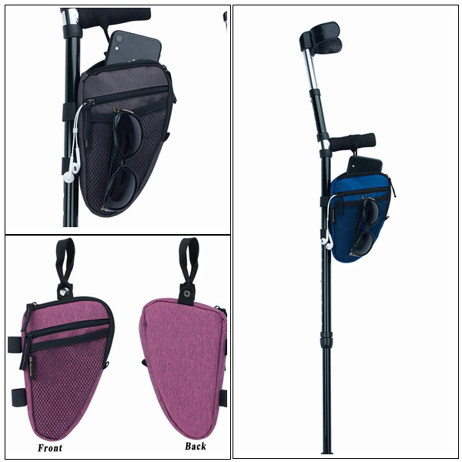 Forearm Crutch Bag, Lightweight Crutch Accessories, Storage Pouch for Universal Crutch Bag to Keep Item Safety