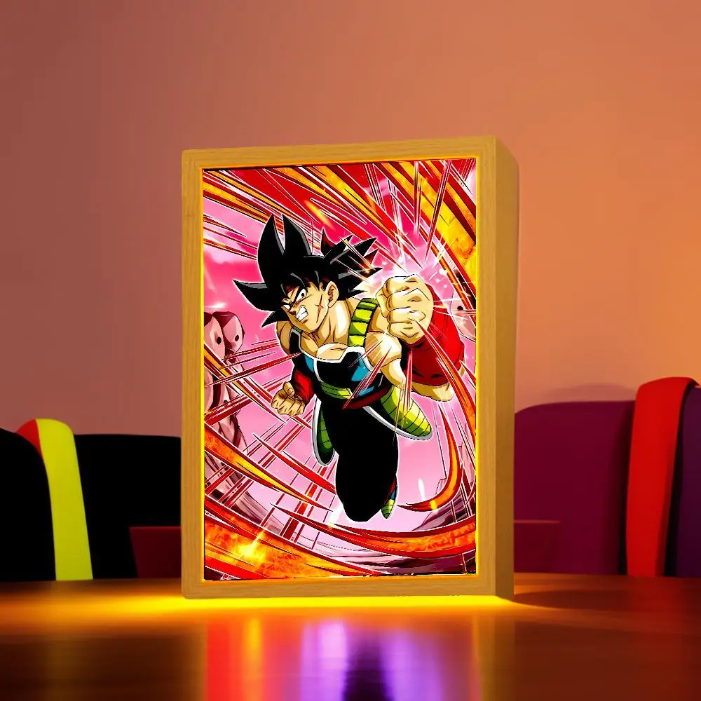 Dragon Ball Z Anime Figure lumière peinture cadre Photo Dragon Ball figurines Goku végéta Led veilleuse chambre décor cadeaux lune lampe