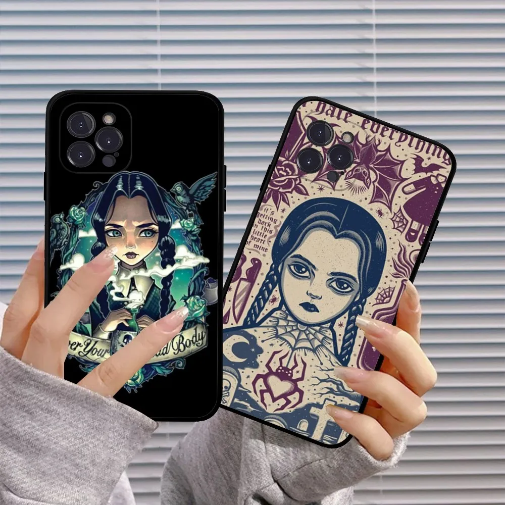 W-Wednesdays A-Addams Phone Case For iPhone 15 14 13 12 Mini 11 Pro XS Max X XR SE 6 7 8 Plus Soft Silicone Cover