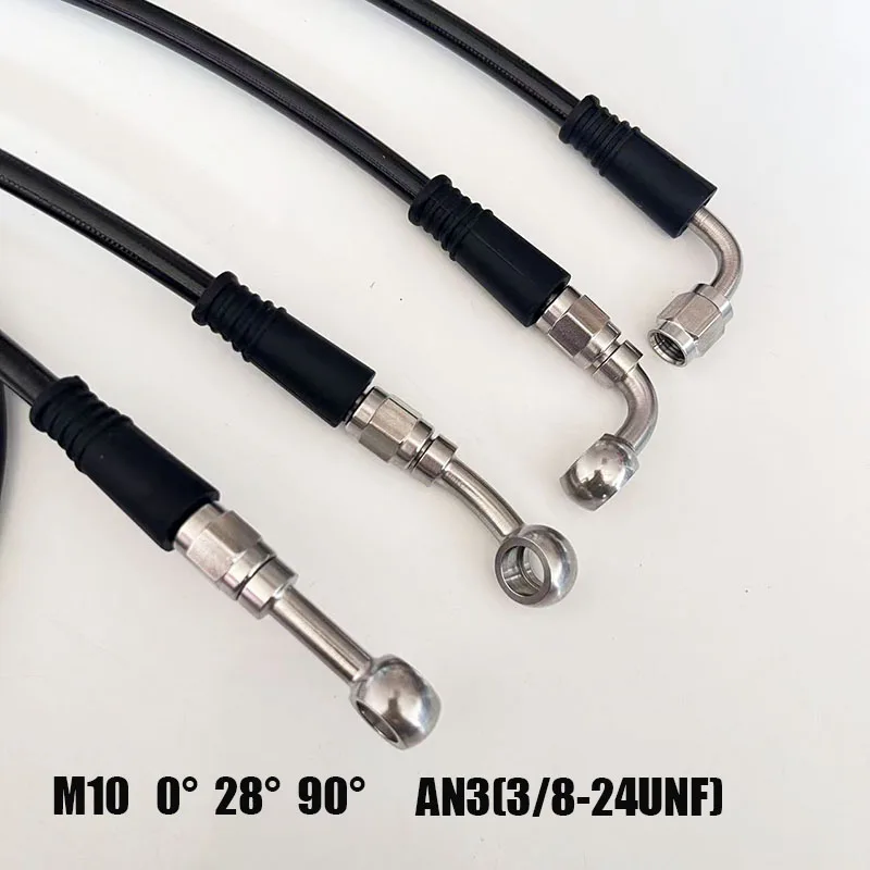 Universal Motorcycle Brake Hose PTFE Hydraulic Brake Line 360 Degree Rotatable Stainless Steel Banjo M10 AN3Fittings Clutch Tube