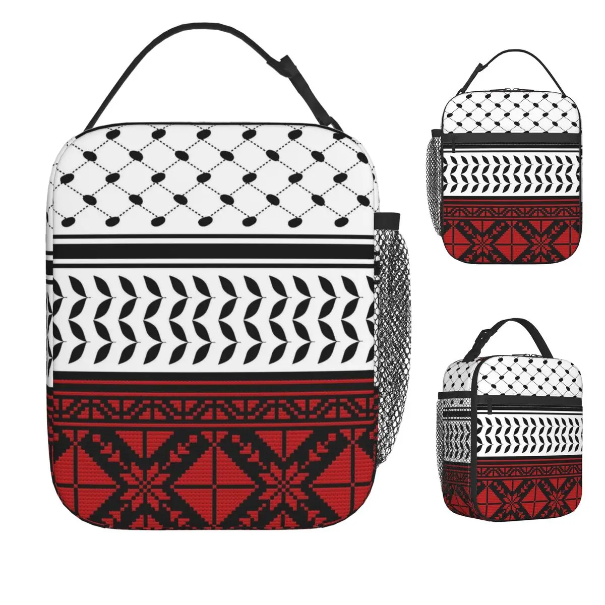 

Палестинская сумка для обеда с вышивкой Keffiyeh и Tatreez для женщин, ланч-бокс, рабочая сумка-холодильник, удобные оксфордские сумки для еды