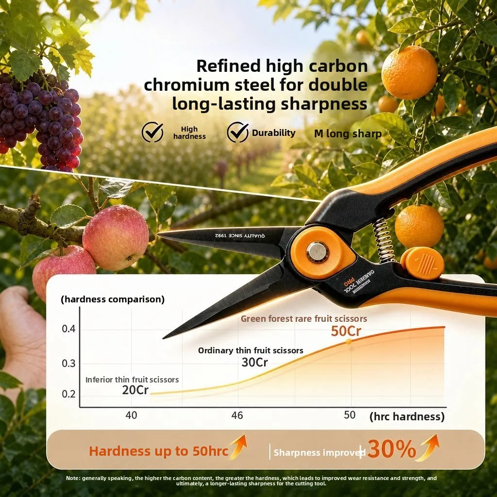 Garden Pruning Shears Fruit Tree Scissors Stainless Steel Bypass Clippers for Flowers Bonsai Harvesting