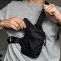 Men's Travel Sling Bag Chest Small Canvas Shoulder Crossbody Bags Mini Cloth Waist Packs Sport Cross Phone Anti-theft Handbag