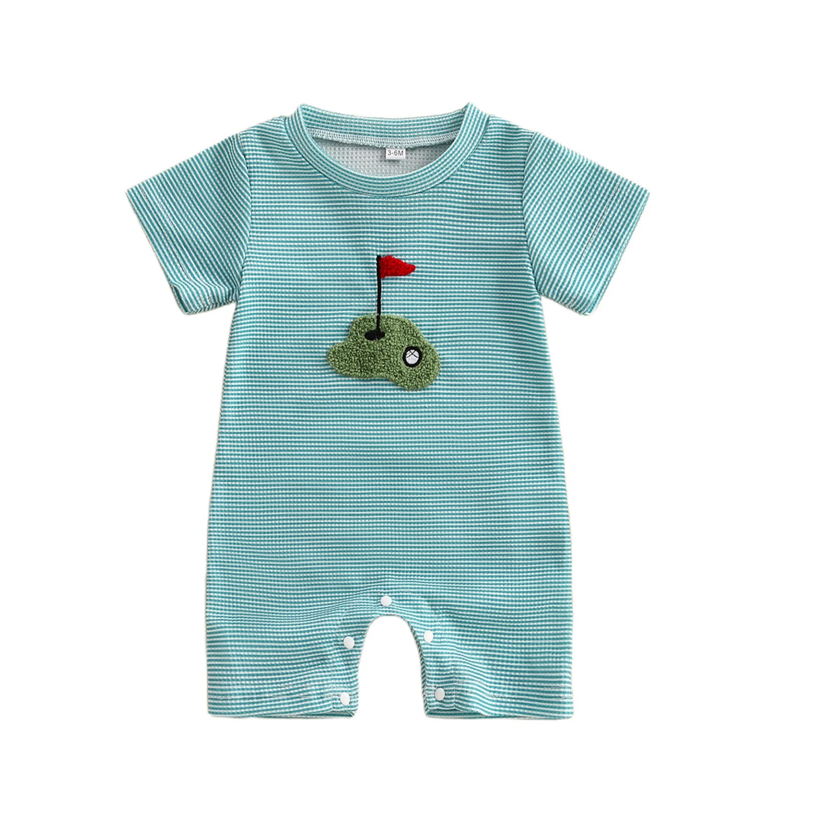 Baby Boy Romper Fashion Short Sleeve Round Neck Golf Embroidery Jumpsuit Newborn Playsuit