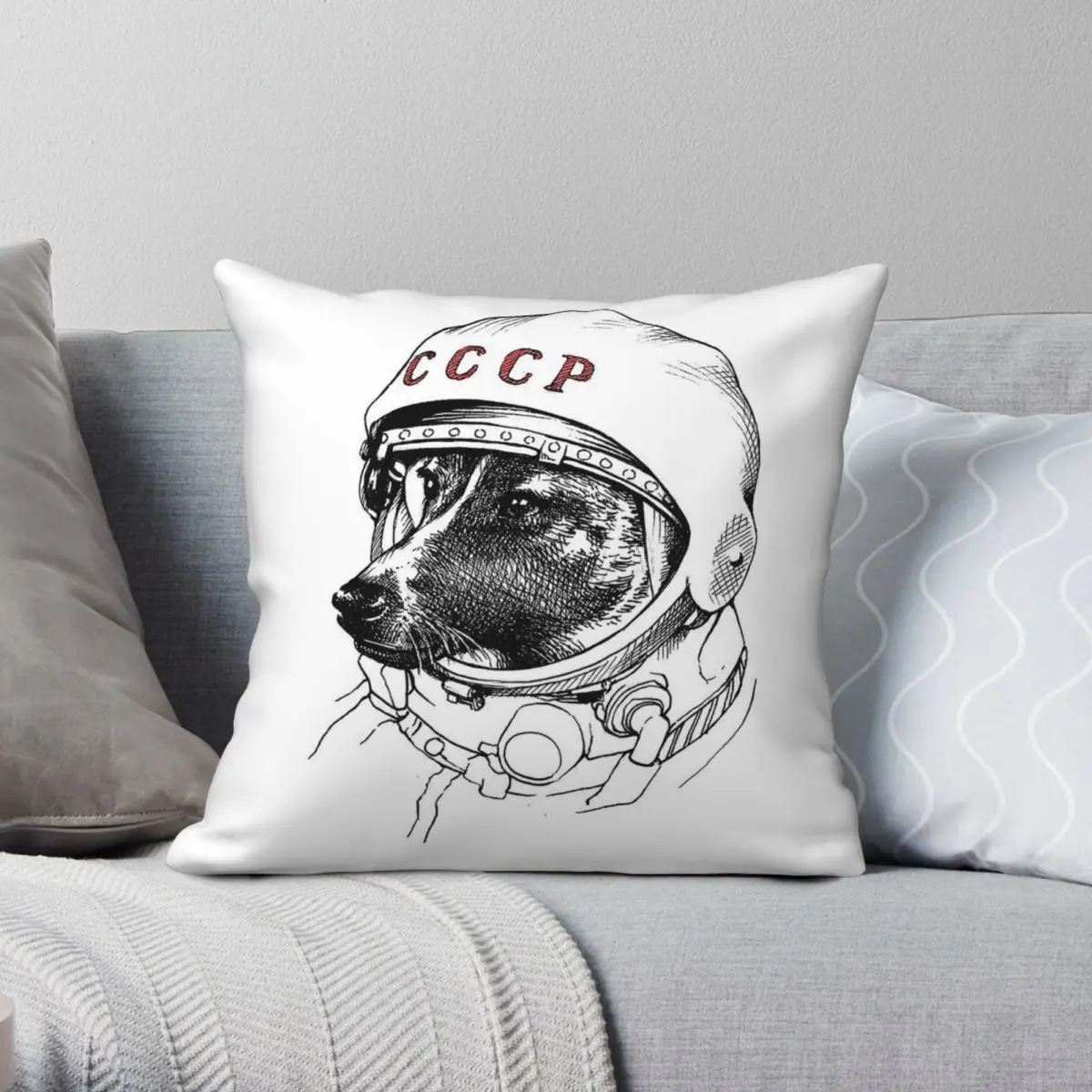

CCCP Laika Space Traveler квадратная наволочка из полиэстера, льна, бархата, креативная декоративная наволочка на молнии, чехол для подушки 18 дюймов