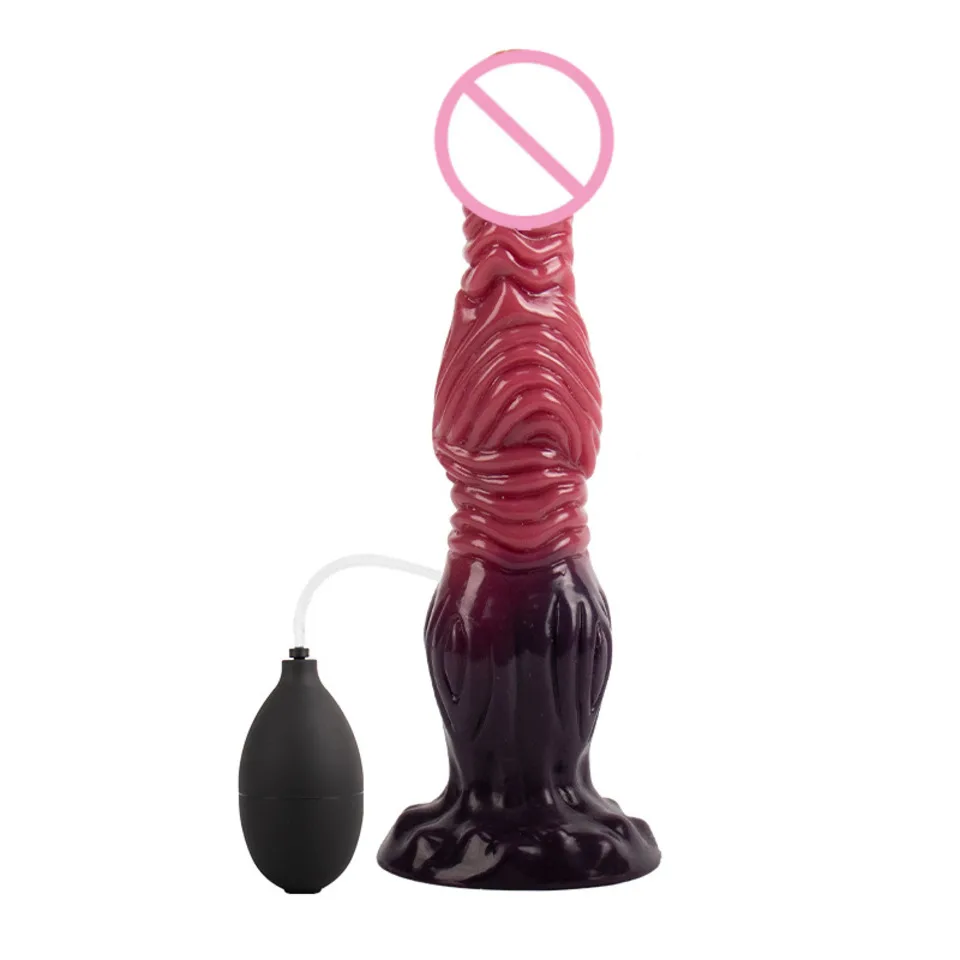 Ejaculation Anal Plug Dog Wolf Dildo Inflatable Big Knot Monster Dildos Penis Squirting Strong Sucker Dick Sex Toy For Women Men