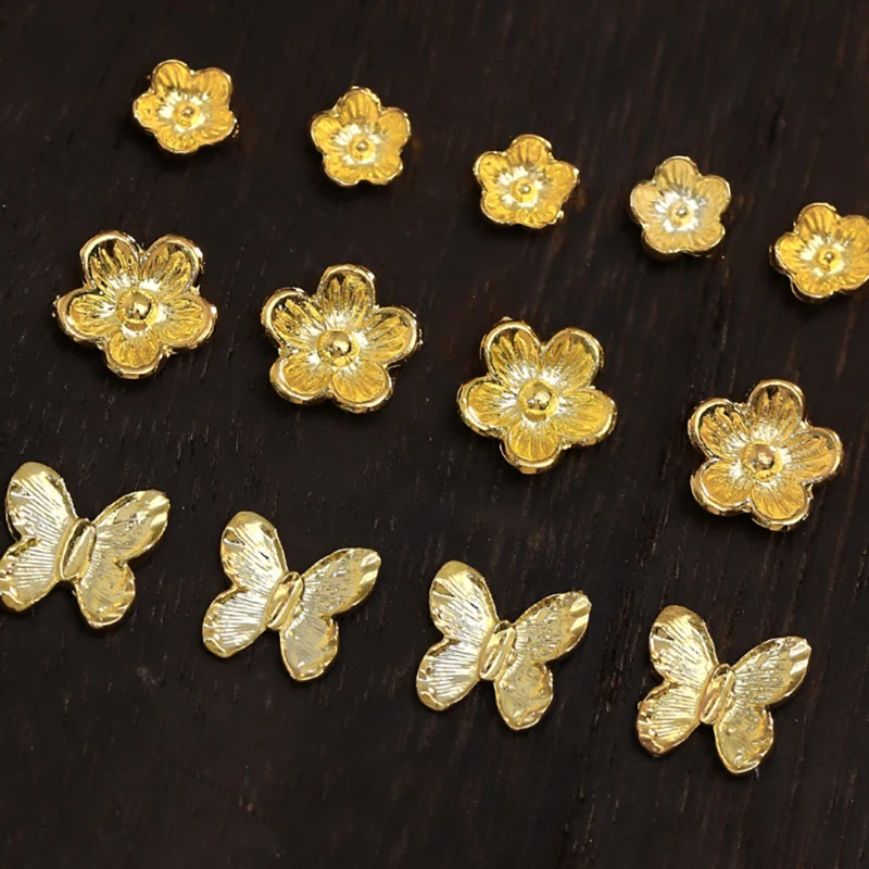 10pcs Elegant Flower Nail Art Charms 3d Alloy Rose Flower Nail Art Charms Gold Nail Jewelry Decoration Nail Metal Parts