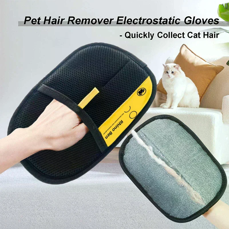 Hair Remover Electrostatic Gloves, 2025 New Pet Hair Removal Glove For Cats & Dogs Pet