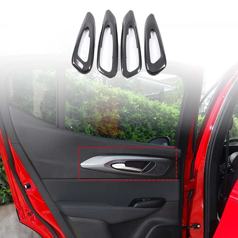 For Alfa Romeo Tonale 2022-2024 Real Carbon Fiber Car Inner Door Handle Frame Cover Decoration Car Interior Accessories