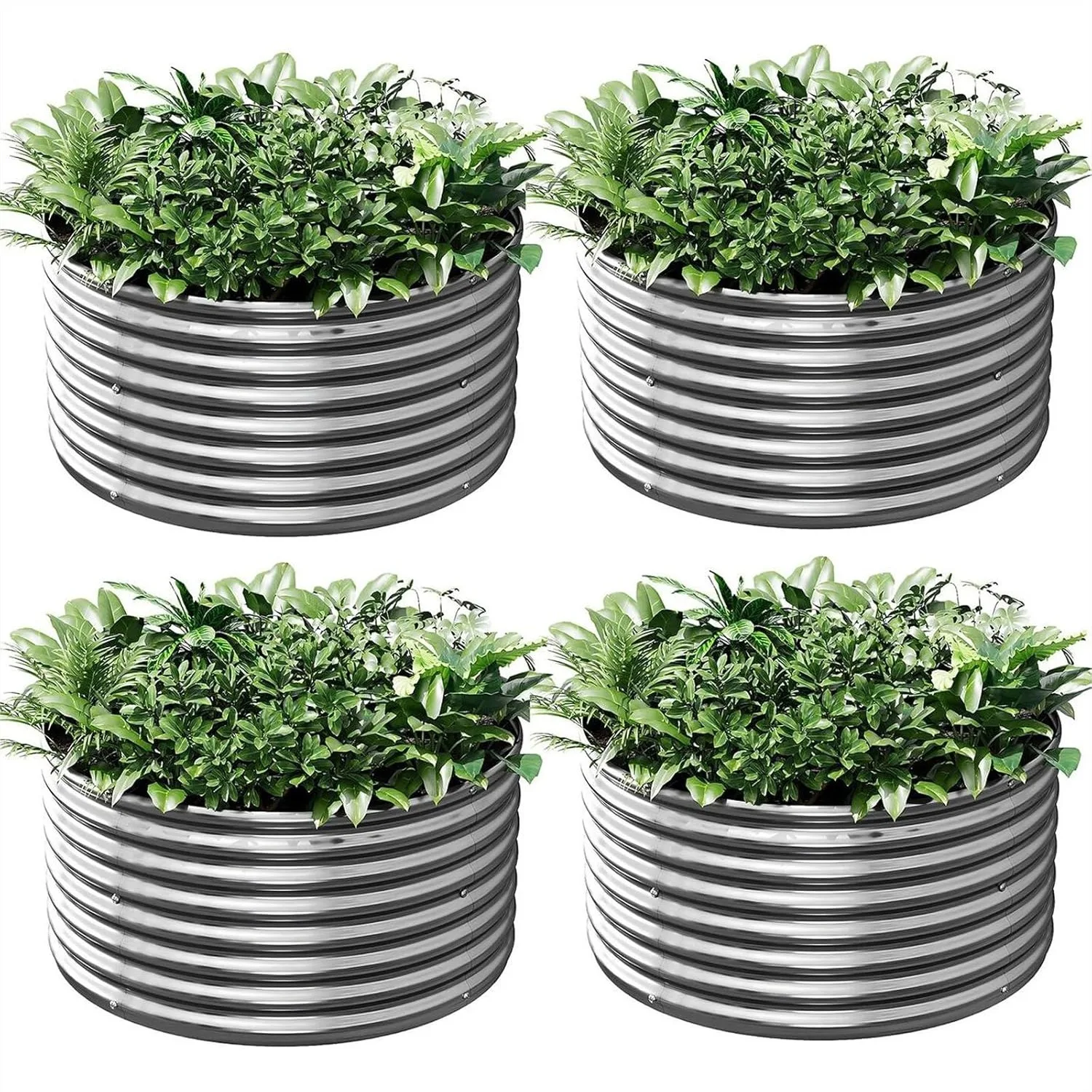 

4 Pack 3x3ft Round Galvanized Raised Garden Bed Outdoor, Metal Garden Bed for Vegetables, Easy Assembly