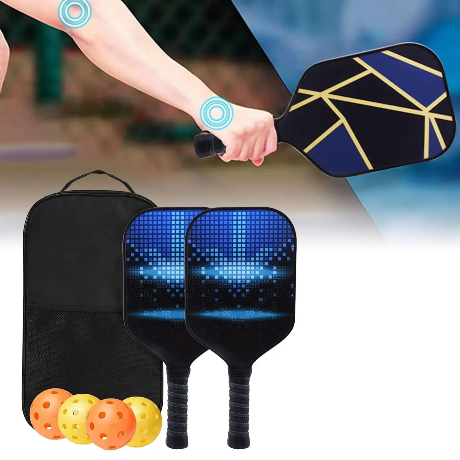 Outdoor Pickleball Paddle Set for Beginners Includes 2 Wood Rackets 4 Balls and Carry Case Nonslip Foam Grip for Family Fun
