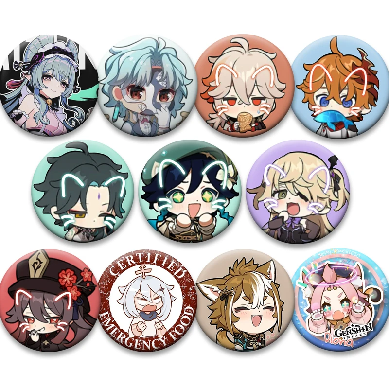 Аниме-genshin-impact-кнопки-булавки-милый-игровой-персонаж-значок-круглые-креативные-мультяшные-броши-для-рюкзака-ювелирные-аксессуары-подарок