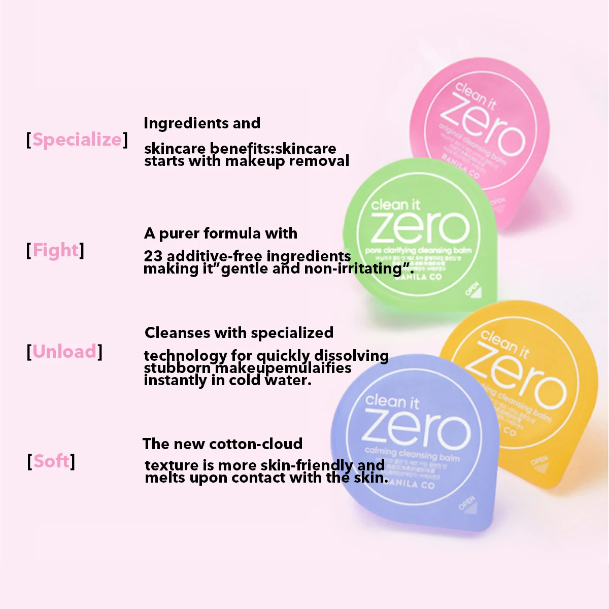 Banila Co Clean It Zero Cleansing Balm Mini Capsule Set 4×3g,Creamy Balm,Deep Makeup Removal,Clear Wash,K-Beauty,Korean Makeup