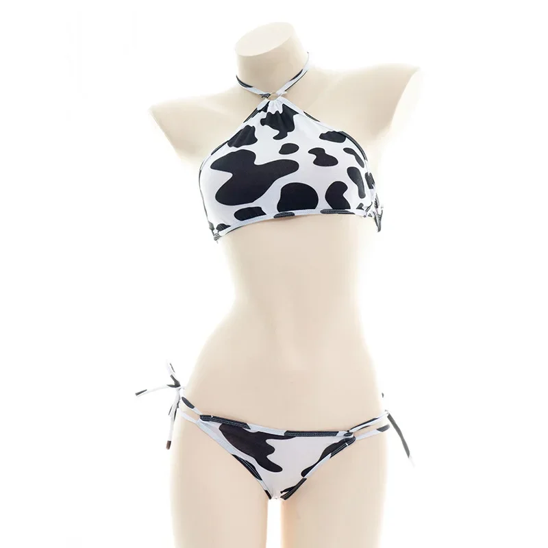 Cow Series Swimsuit Bodysuit Bikini Maid Unifrom Costume Summer Beach Kawaii Girl Swimwear Skirt Uniform Set Cosplay