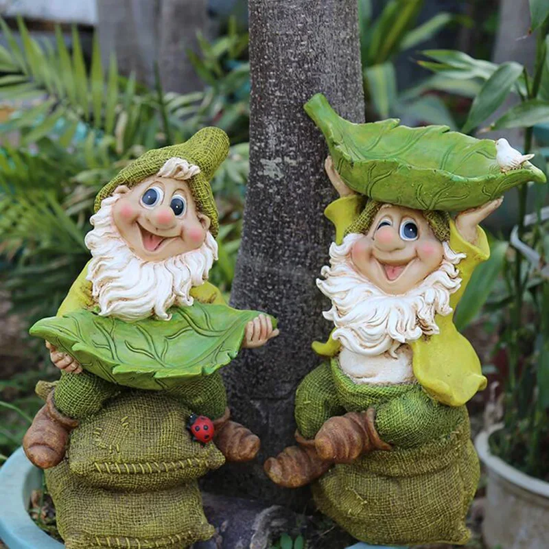 

Home Garden Decor Gnome Figurine Outdoor Fairy Garden Decoration Statue Creative Courtyard Resin Dwarf Cartoon Sculpture Crafts