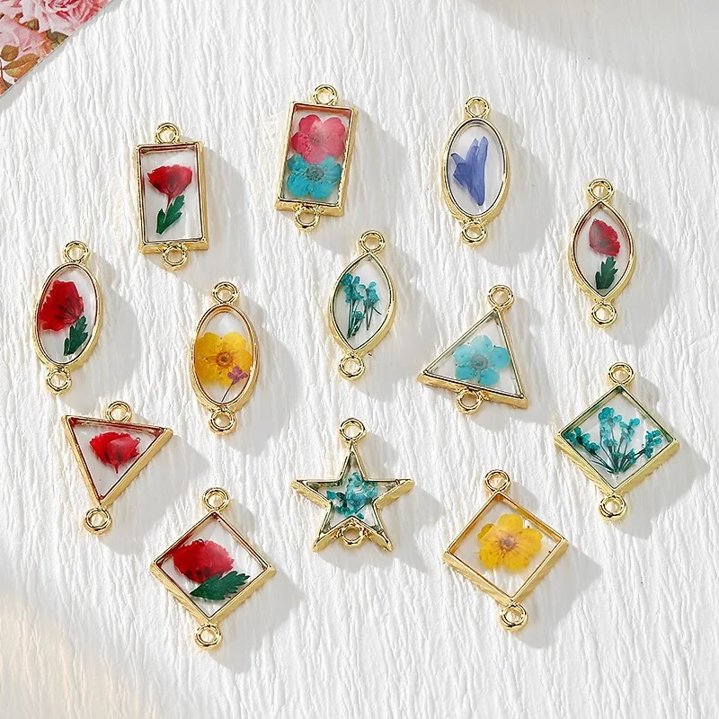 

30 шт./лот, цветные сушеные цветы, геометрическая сердцевина, прямоугольник, треугольник, квадратная форма, сплав, плавающий медальон, бусины, ювелирные изделия своими руками, аксессуары