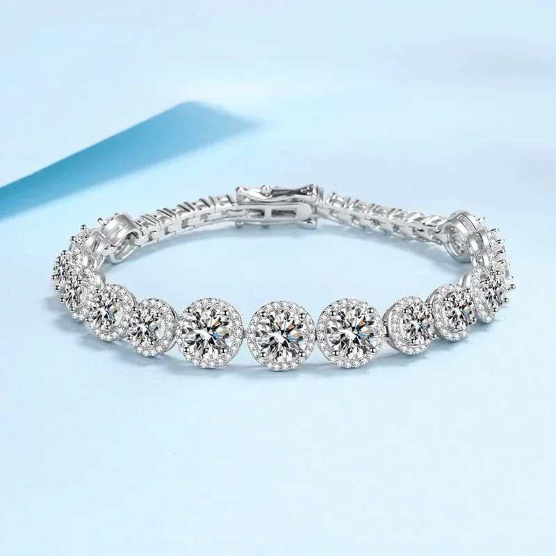 

Роскошные платиновые цепочки PT950, браслеты с муассанитом, сверкающие дизайнерские ювелирные изделия, рождественский подарок, браслет для женщин, юбилей