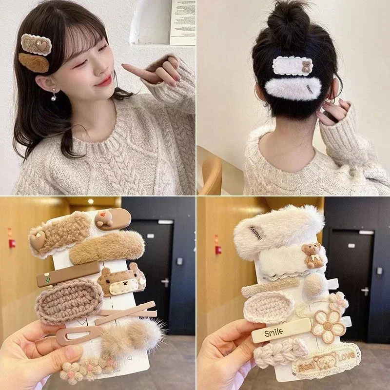 

Kids Winter Plush Hair Pin Korean Princess Kawaii Hair Clips Floral Bow Barrettes for Girls Baby Headwear Hair Accessories
