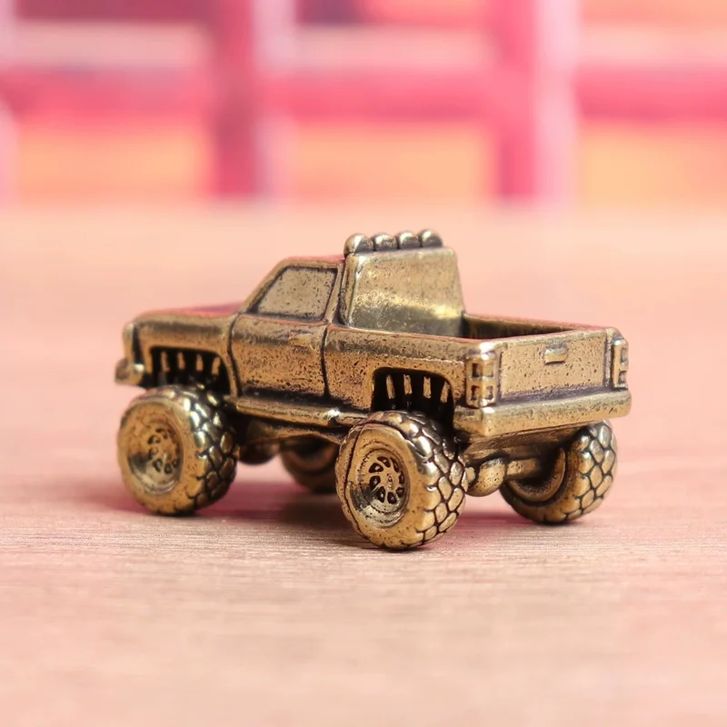 ヴィンテージ銅製ピックアップトラックモデル 手作りレトロカー彫刻 デスクトップ装飾アートクラフト＆コレクティブル