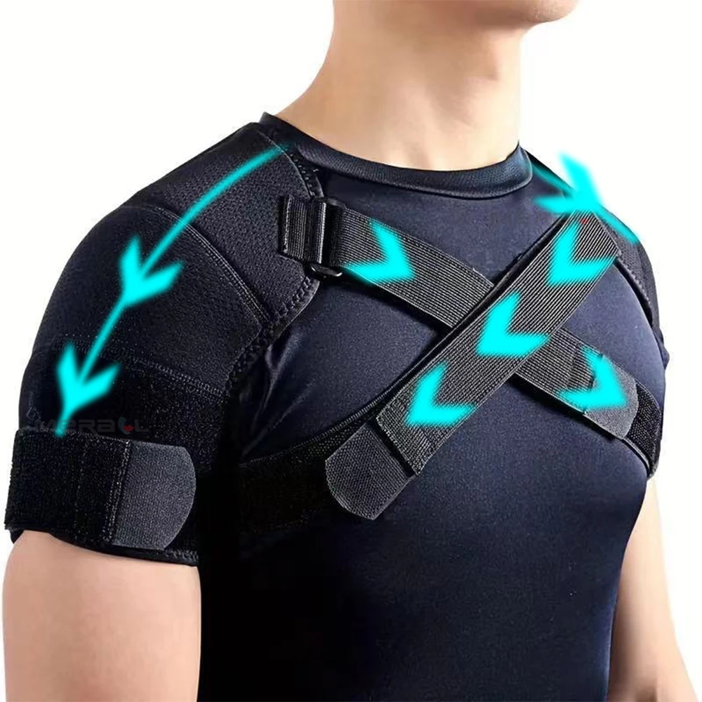 Adjustable Shoulder Support Strap Double Bandage Cross Compression Shoulder Brace Protector Strap Posture Correction Bandage