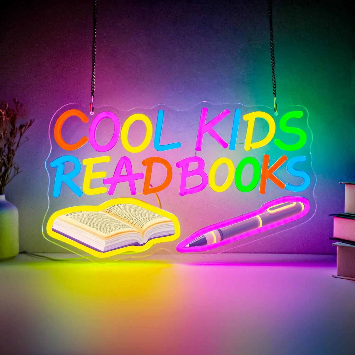 Cool Kids Read Books Neon Sign LED Neon Light for Reading Room Library Classroom Read Corner Study Book Club Decor Kids Gifts