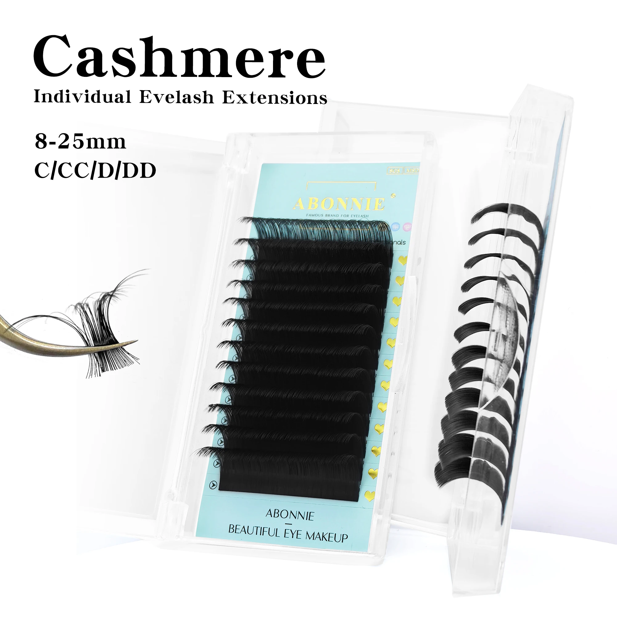 

Abonnie Cashmere Classic Eyelash Extenisons Fluffy Volume Individual Eyelashes Matte Black Lashes