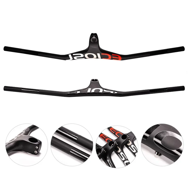 ECIOSL Carbon Mtb Handlebars and Stem 28.6mm -17° Integrated Handlebar for Mountain Bike 680~800-70/80/90/100mm Bicycle Parts