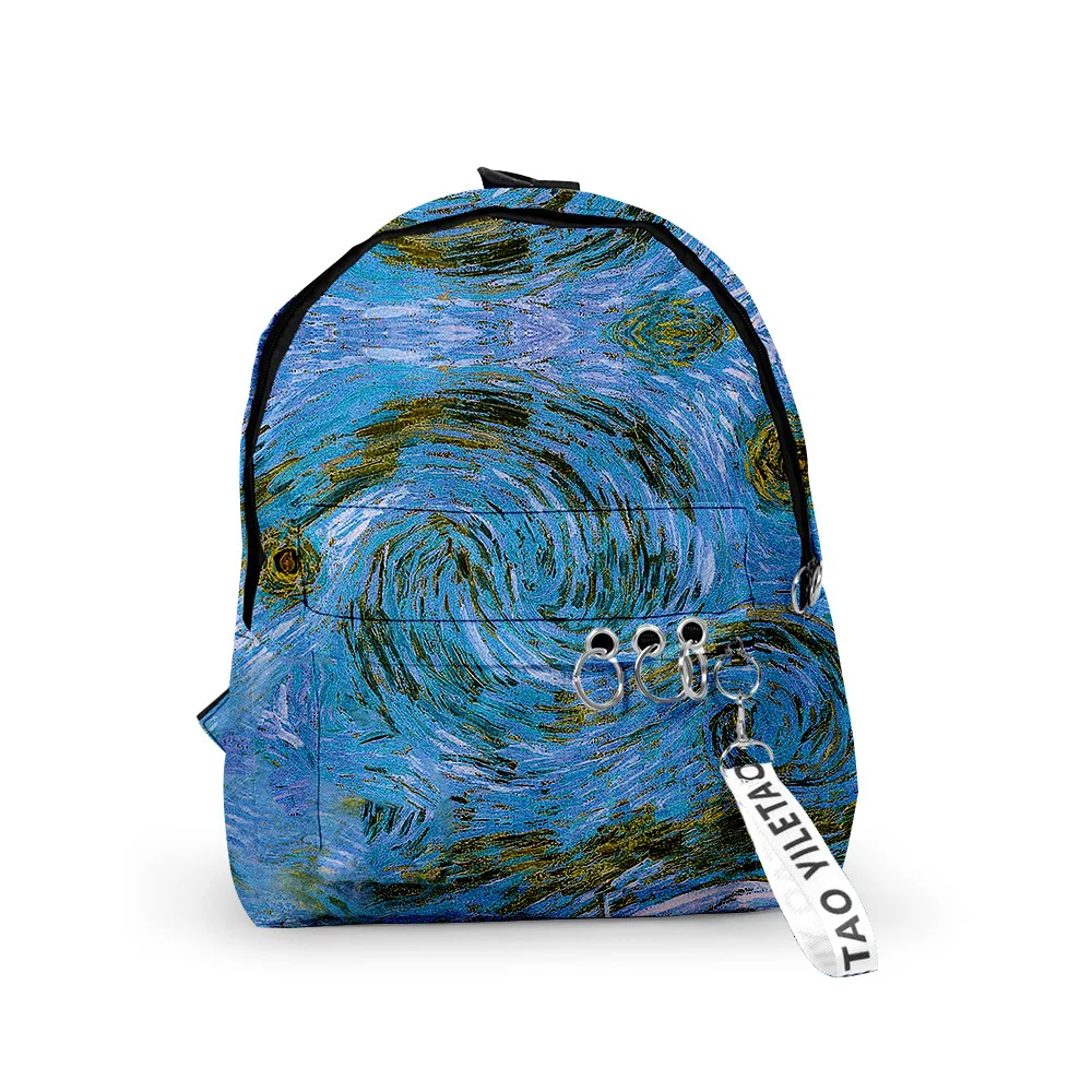 

Hip Hop Popular Colourful Tie-dye Backpacks Boys/Girls pupil School Bags 3D Print Keychains Oxford Waterproof Small Backpacks