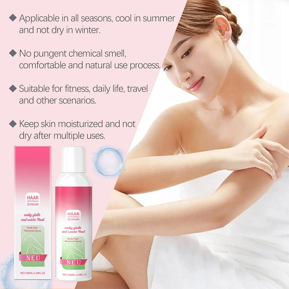 Body Hair Removal Foam Effective Hair Removal Without Shaving No Skin Irritation for Women and Men