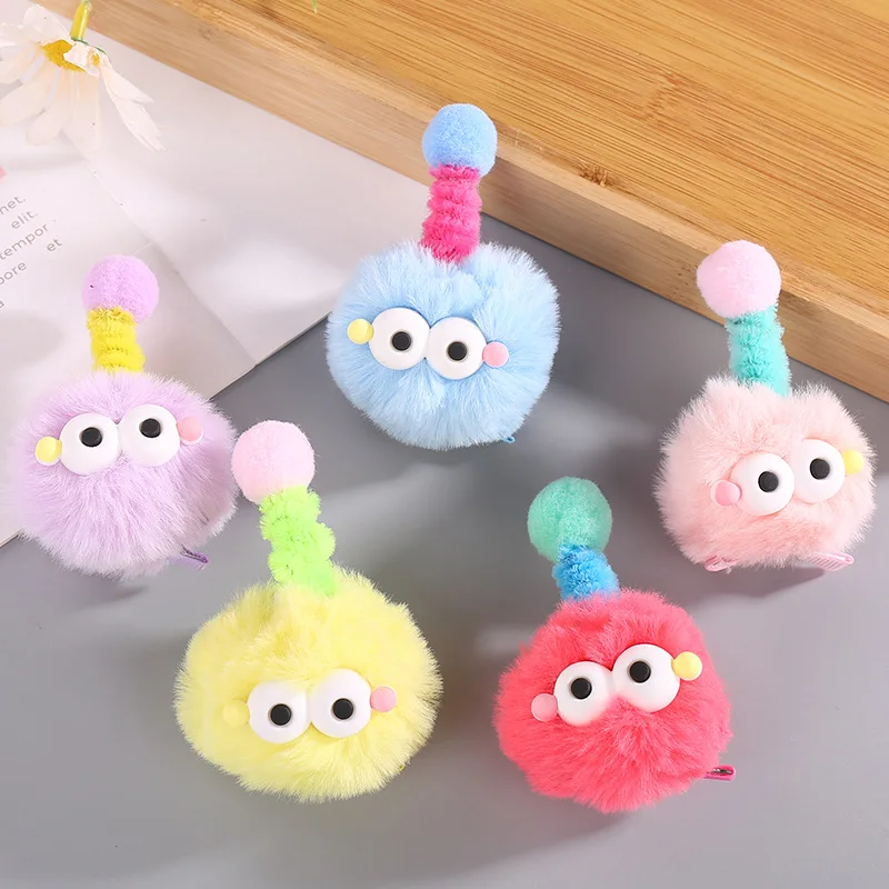 1/5pcs Cartoon Lovely Antenna Ugly Doll Hair Clip Teenage Whimsical Wobble Rod Hairpin Children's Little Monster Duckbill Clip