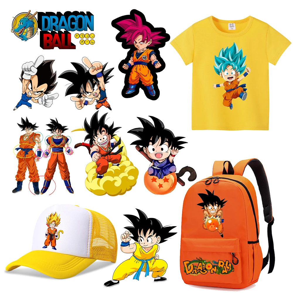 Dragons Ball Iron on Clothes Sticker Son Goku Cute Anime Hot Transfer Clothing Patches Clothe Shirt DIY Applique Decoration Gift