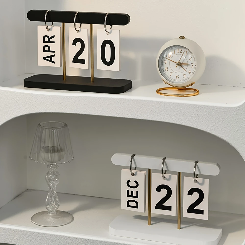 Calendario de escritorio giratorio de página de estilo nórdico: vista diaria en inglés, plástico duradero para decoración del hogar y la oficina