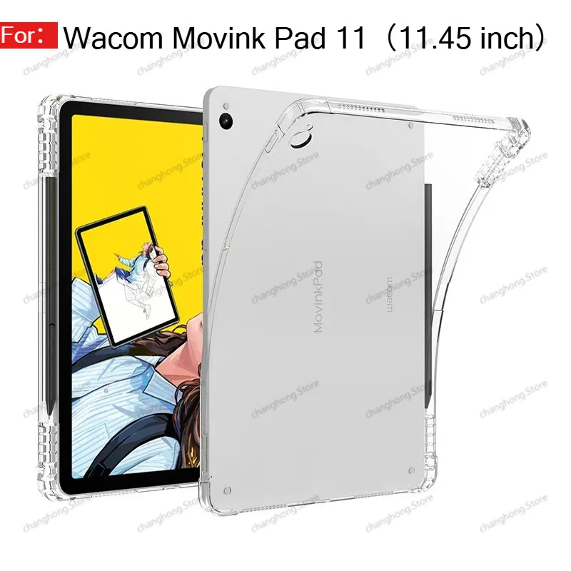 

1x W/Pen Slot Soft TPU Cover For Wacom Movink Pad 11 （DTHA116C）11.45 inch eReader Shockproof Clear Protective Skin Case