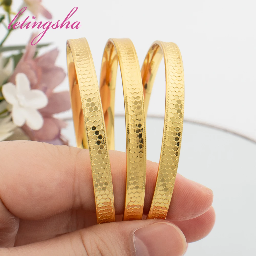 Newest Statement 60mm Closed Bracelet for Girls Luxury Gold Color Jewelry Bangles Ethiopia Africa Bracelet Daily Wear Party Gift