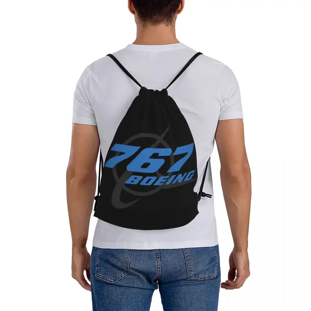 Boeing 767 Essential Backpacks Casual Portable Drawstring Bags Drawstring Bundle Pocket Sports Bag BookBag For Man Woman Student