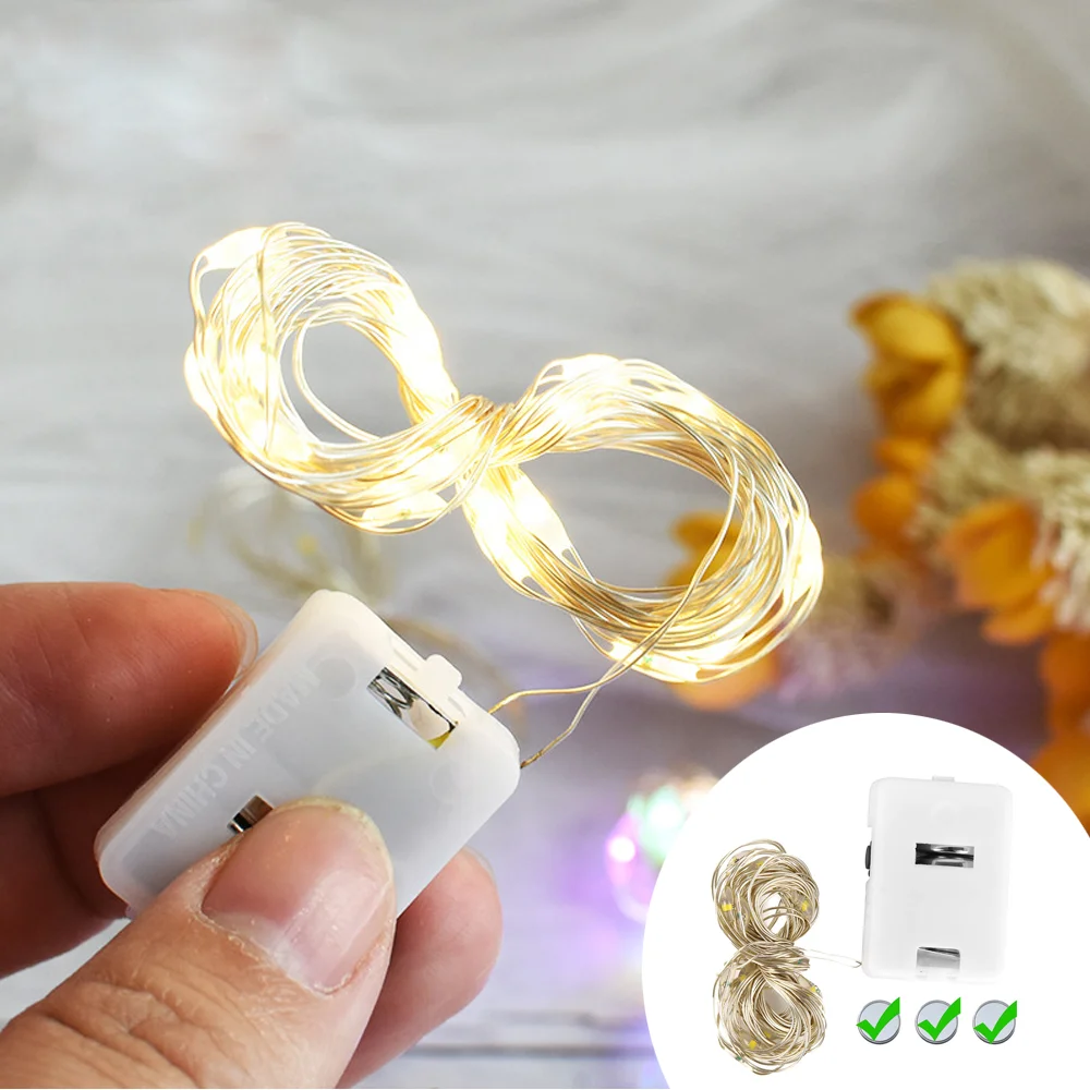 

Led Copper Wire String Lights AG13 battery powered Garland Waterproof Fairy Lights DIY Wedding Christmas Party garden Decoration