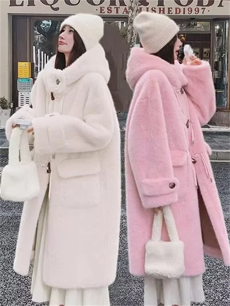 

Thickened Lamb Fleece Coat Women's Mid length 2026 Autumn/Winter New Korean Edition Simple and Loose Coat Tide Solid Commuter V1