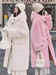 Thickened Lamb Fleece Coat Women's Mid length 2026 Autumn/Winter New Korean Edition Simple and Loose Coat Tide Solid Commuter V1