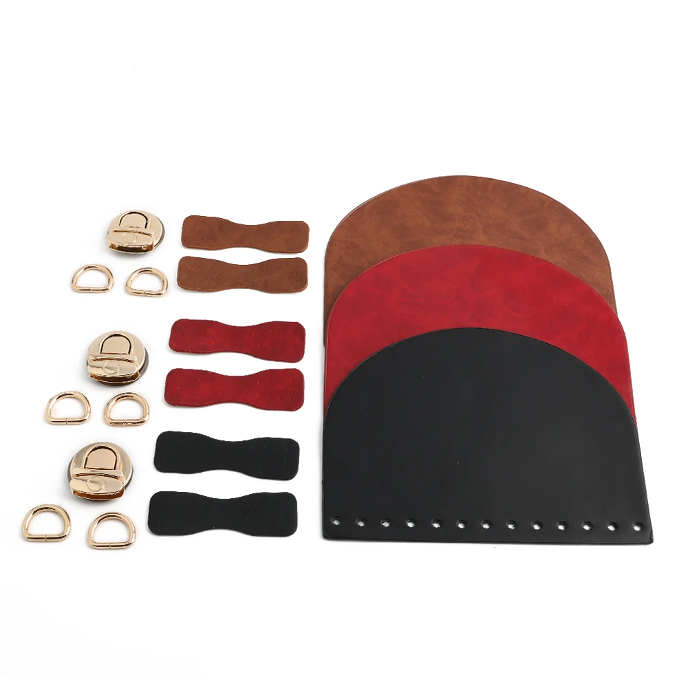 Retro Style DIY Handbag Making Kit PU Leather Bag Bottom Flap Cover Large Capacity Hollow Tote for DIY Crochet Bag Knitting