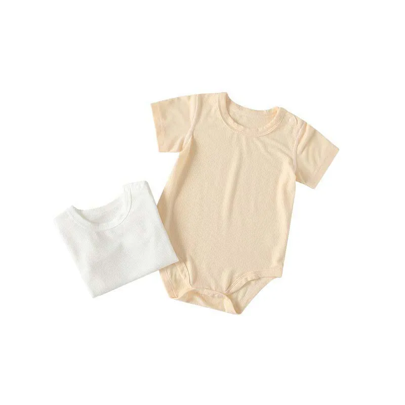 

Bamboo Fiber Baby Bodysuit Ultra-Soft Breathable Short Sleeve Onesie for Newborn Infant Summer Solid Color Jumpsuit Undershirt