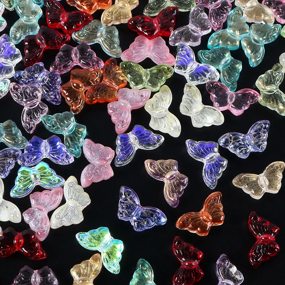 

10Pcs 8*15mm Colorful Glass Butterfly Beads Loose Spacer Beads for Jewelry Making DIY Bracelet Earrings Phone Chain Materials