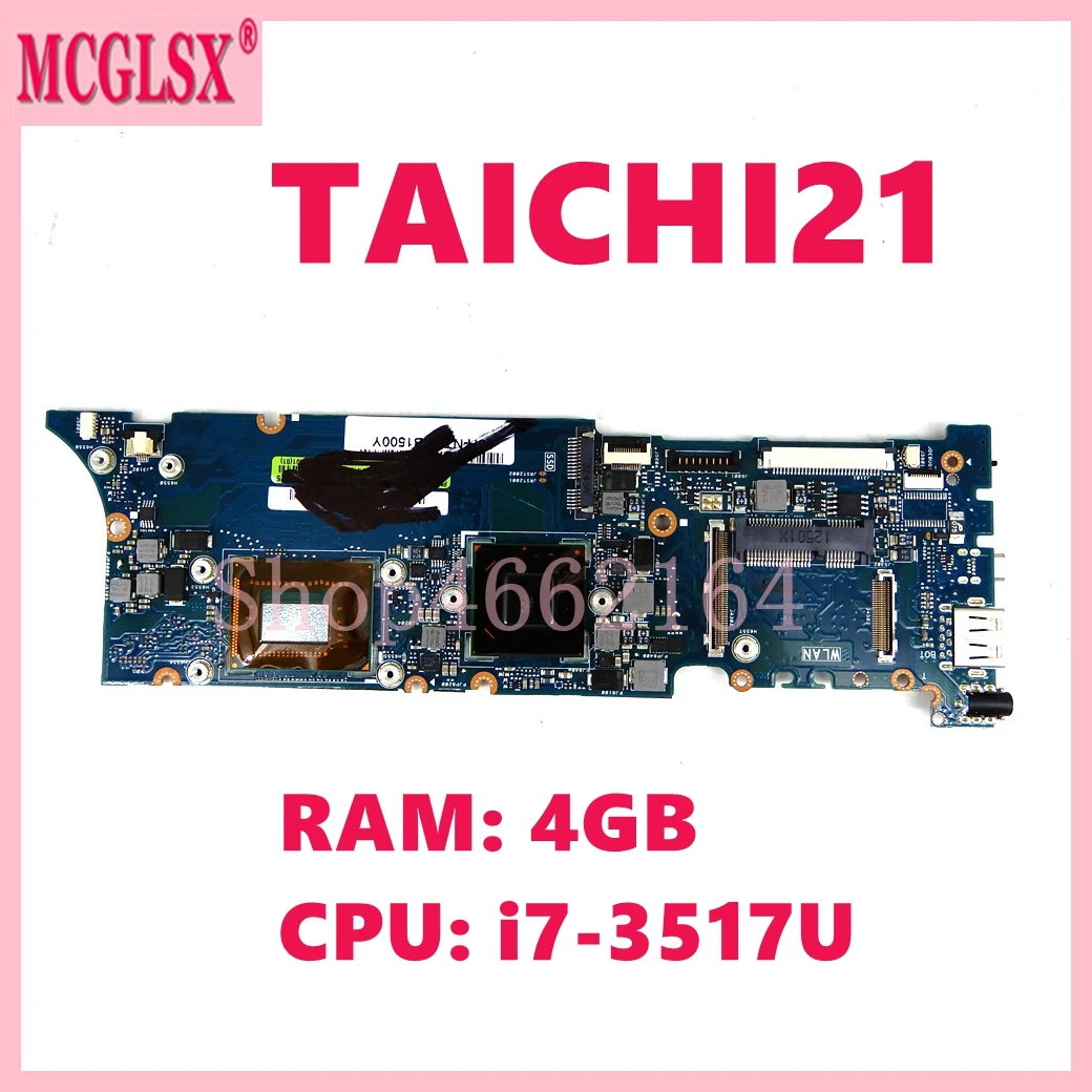 TAICHI21 With i7-3517U CPU 4GB-RAM Notebook Mainboard REV3.1 For Asus TAICHI21 Laptop Motherboard 100% Tested Working