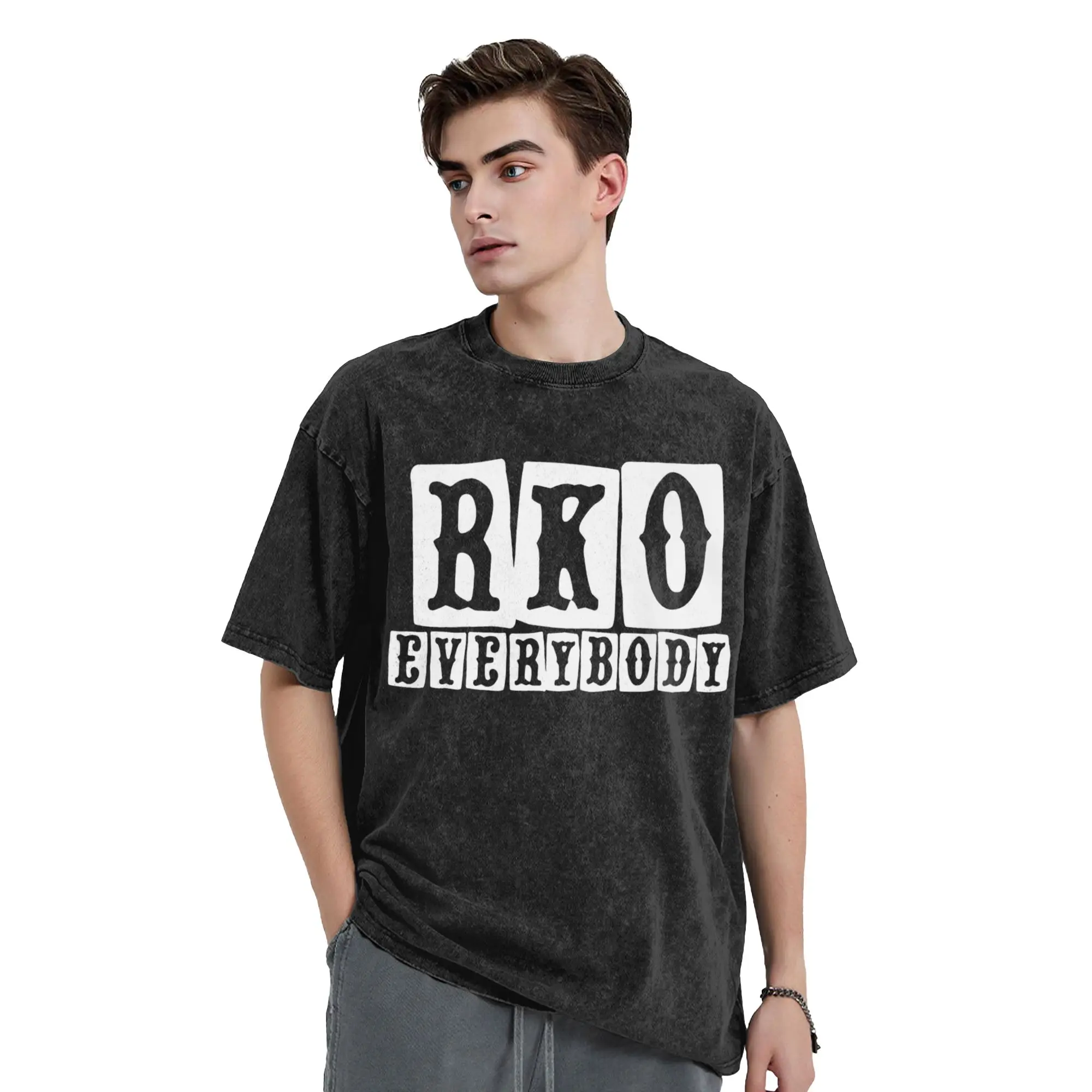 RKO Everybody Funny Meme Washed T-Shirt for Men Women Wrestling Funny Pure Cotton Tee Shirt Round Neck Short Sleeve T Shirts